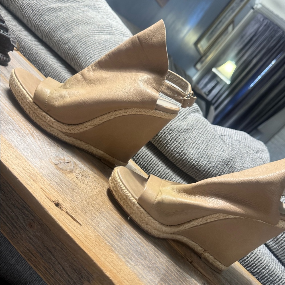 Balenciaga Beige Leather Wedge Heels